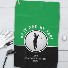 Beste papa volgens par golfspeler man zwart groen  golfhanddoek