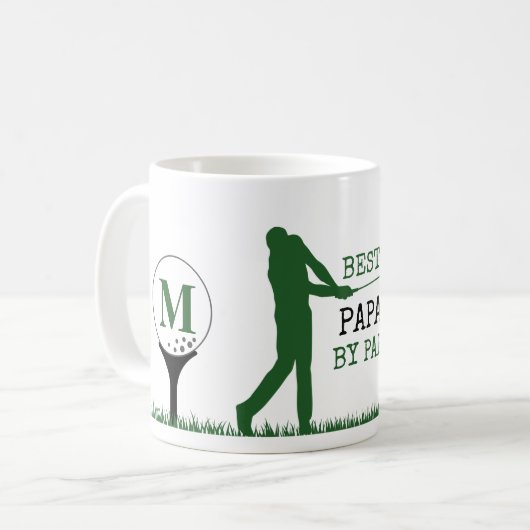 BESTE PAPA VOLGENS PAR Monogram Golfer Koffiemok (Voorkant links)