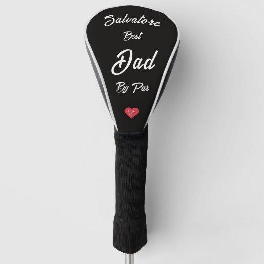 Beste Papa volgens Par, Witte Trendy Script Rode H Golfheadcover (Voorkant)
