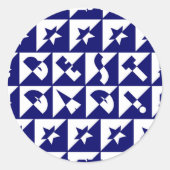 Beste Papa Wild Tekstpatroon & Sterren Blauw & Wit Ronde Sticker (Voorkant)