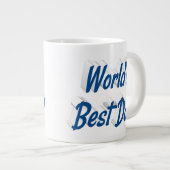 Beste Papa zee blauw 3d tekst Vaderdag Grote Koffiekop (Voorkant rechts)