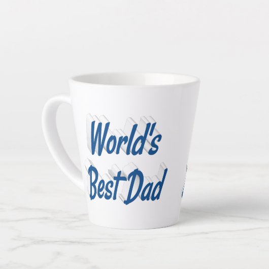 Beste Papa zee blauw 3d tekst Vaderdag Latte Mok (Linkerhoek)