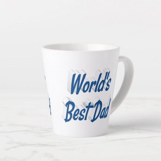 Beste Papa zee blauw 3d tekst Vaderdag Latte Mok (Rechterhoek)
