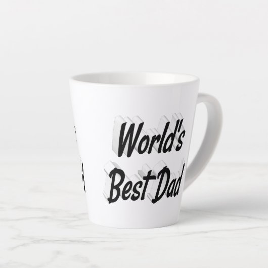 Beste Papa zwart 3d tekst Vaderdag Latte Mok (Rechterhoek)