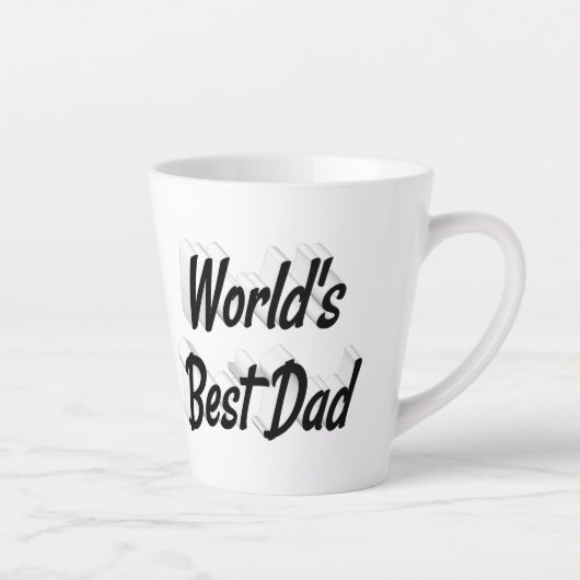 Beste Papa zwart 3d tekst Vaderdag Latte Mok (Rechts)