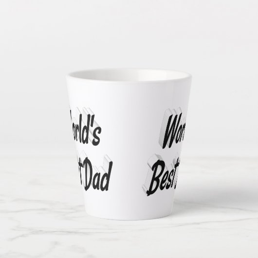 Beste Papa zwart 3d tekst Vaderdag Latte Mok (Voorkant)