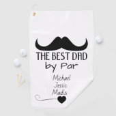 Beste Papa Zwart Mustache Vaderdag Aangepaste naam Golfhanddoek (Insitu)