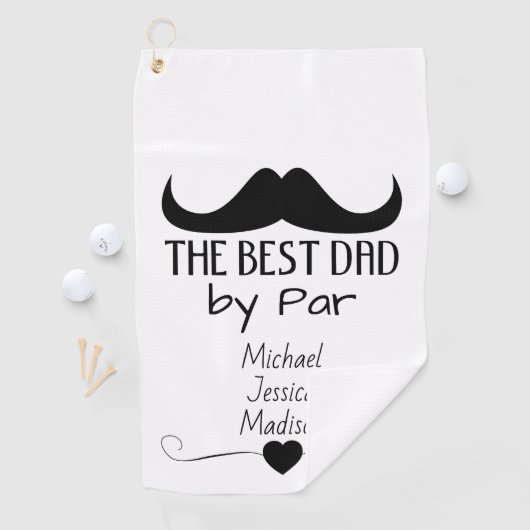 Beste Papa Zwart Mustache Vaderdag Aangepaste naam Golfhanddoek (Insitu)