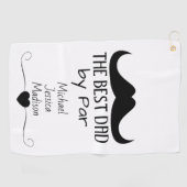 Beste Papa Zwart Mustache Vaderdag Aangepaste naam Golfhanddoek (Horizontaal)