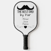 Beste Papa Zwart Mustache Vaderdag Aangepaste naam Pickleball Paddle (Voorkant)