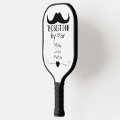 Beste Papa Zwart Mustache Vaderdag Aangepaste naam Pickleball Paddle (Links)