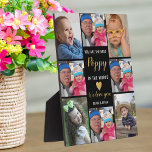 Beste papaver in de wereld 8 Foto Collage Black Go Fotoplaat<br><div class="desc">Zwart en gouden fotocollage plaquette voor de beste papaver ter wereld. Personaliseer 8 afbeeldingen en namen van kleinkinderen.</div>