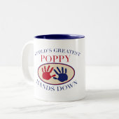 Beste papaverhangen omlaag tweekleurige koffiemok (Voorkant links)