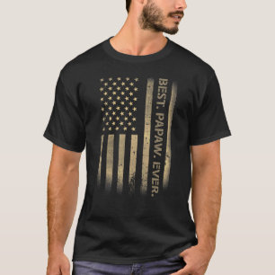 Beste Papaw Ooit Amerikaans VS Grunge Vlag Vader's T-shirt