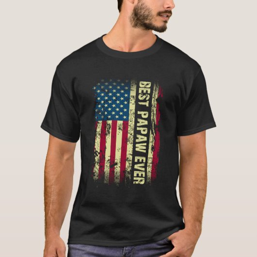 Beste papaw ooit  Amerikaanse vlag cadeau vaders T-shirt (Voorkant)
