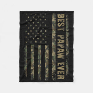Beste Papaw Ooit Camouflage Amerikaanse Vlag Vader Fleece Deken