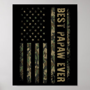 Beste Papaw Ooit Camouflage Amerikaanse Vlag Vader Poster