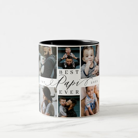 Beste Papi ooit Vaderdag Fotocollage Keepake Tweekleurige Koffiemok (Center)