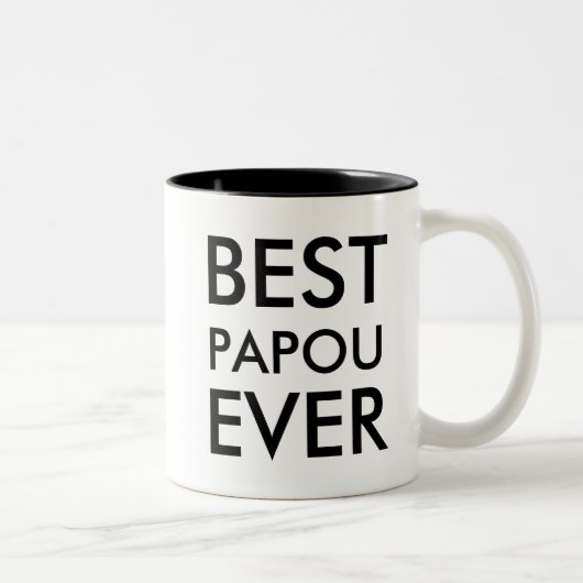 Beste Papoou ooit | Valentijnsdag Cadeau Tweekleurige Koffiemok (Rechts)
