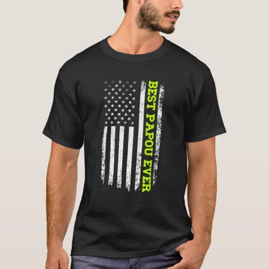 Beste Papou ooit 4 juli Amerikaanse vlag USA Patr T-shirt (Voorkant)