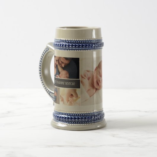 Beste pappa ooit 5 Foto Collage Vaderdag Bierpul (Voorkant links)