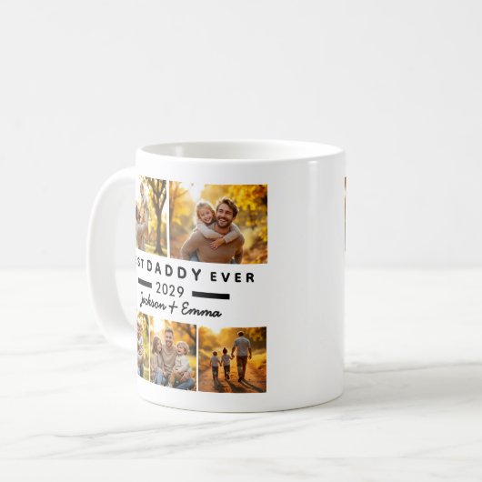 Beste pappa ooit 5 Foto Collage Vaderdag Koffiemok (Voorkant links)