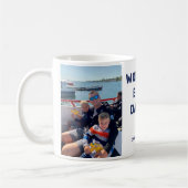 Beste pappie moderne marineblauw twee foto koffiemok (Links)
