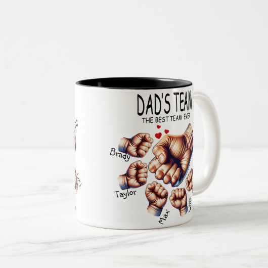 Beste pa's team ooit aangepaste naam keramiek tweekleurige koffiemok (Voorkant rechts)