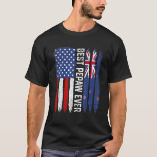 Beste Pepaw ooit Vaderdag Nieuw-Zeeland Vlag T-shirt