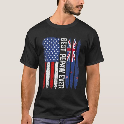 Beste Pepaw ooit Vaderdag Nieuw-Zeeland Vlag T-shirt (Voorkant)