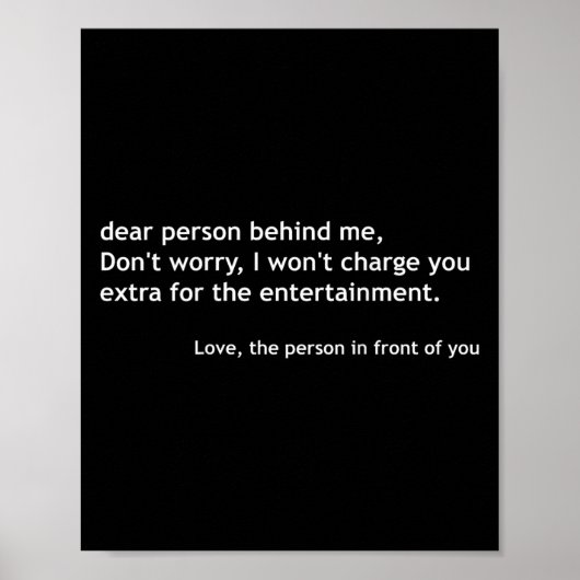 Beste Persoon Achter Me, Grappige Quote Terug Poster (Voorkant)