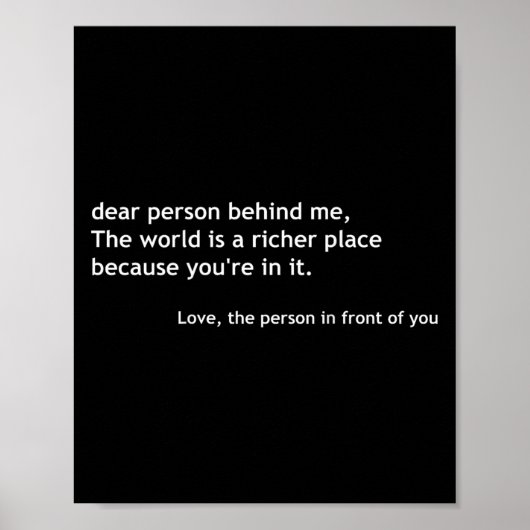 Beste Persoon Achter Me, Liefdevolle Citaat Berich Poster (Voorkant)