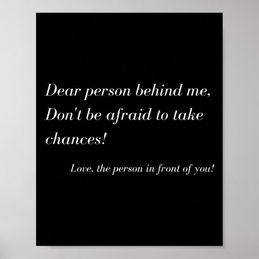 Beste Persoon Achter Me! Neem Kansen, Positieve Bo Poster (Voorkant)