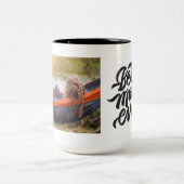 Beste persoonlijke foto van mam Ever Modern script Tweekleurige Koffiemok (Center)