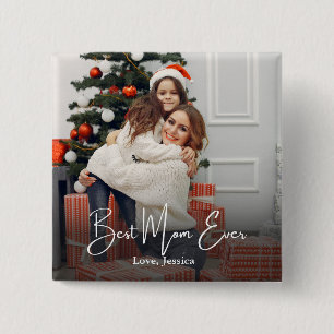 Beste persoonlijke foto van mama vierkante button 5,1 cm