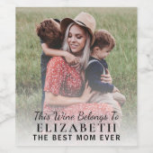 Beste persoonlijke foto van mama wijn etiket (Enkel label)