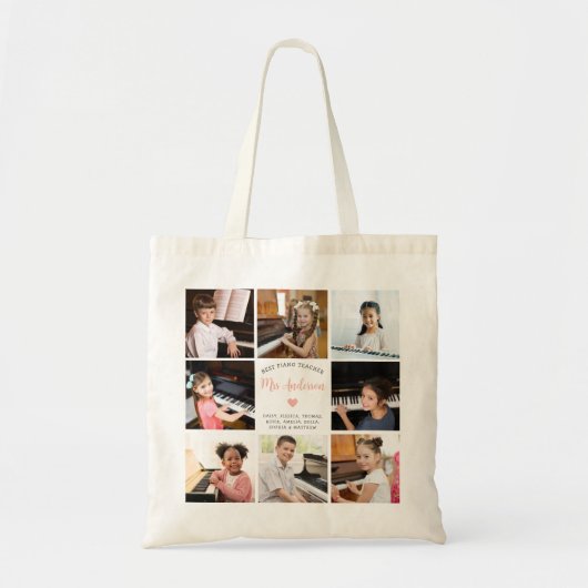 Beste Pianodocent Fotocollage Modern Tote Bag (Voorkant)