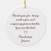 Beste Pianoleraar cadeau Ornament (Achterkant)
