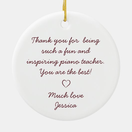 Beste Pianoleraar  cadeau Ornament (Achterkant)