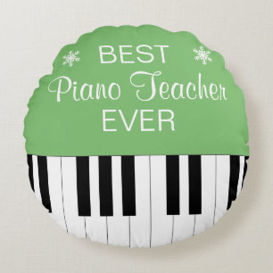 Beste pianoleraar ooit Piano Key Green Rond Kussen