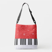 Beste pianoleraar ooit Piano Key Rood Crossbody Tas (Achterkant)