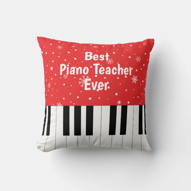Beste pianoleraar ooit Piano Key Rood Kussen (Voorkant)