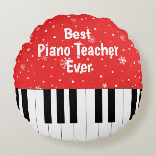 Beste pianoleraar ooit Piano Key Rood Rond Kussen