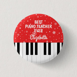 Beste pianoleraar ooit Piano Key Rood Ronde Button 3,2 Cm