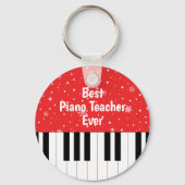 Beste pianoleraar ooit Piano Key Rood Sleutelhanger (Voorkant)