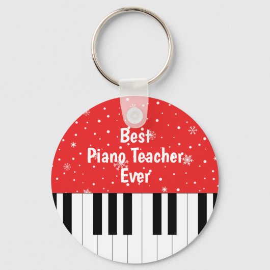 Beste pianoleraar ooit Piano Key Rood Sleutelhanger (Voorkant)