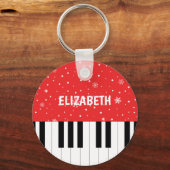 Beste pianoleraar ooit Piano Key Rood Sleutelhanger (Achterkant)