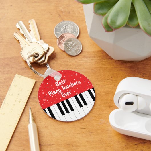 Beste pianoleraar ooit Piano Key Rood Sleutelhanger (Bureau)