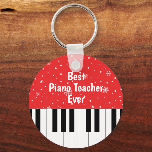 Beste pianoleraar ooit Piano Key Rood Sleutelhanger (Voorkant)