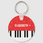 Beste pianoleraar ooit Piano Key Rood Sleutelhanger (Achterkant)